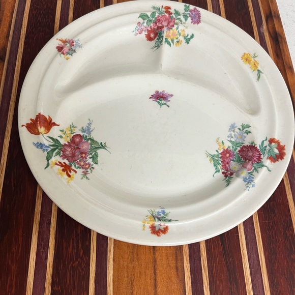 Gorgeous Vintage Restaurant 3 Section Plate Scammell Ivory Lamerton Made USA 10” - Picture 3 of 10